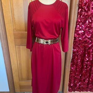 VTG 80’s Flowy Red Dynasty Mob Wife Red Dress l Sz 6/8 l Long Sleeve